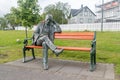 Tomas Gudmundsson on bench sculpture