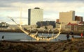 Reykjavik, Iceland - June 20, 2019 - The view of Solfar, Sun Voyager sculpture of Viking ship by the bay Royalty Free Stock Photo