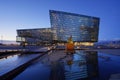 REYKJAVIK, ICELAND - March 23: Twilight scene of Harpa Concert Hall in Reykjavik, Iceland on September 19, 2018. The Harpa Concert