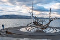 Reykjavik, Iceland - Metal frame of a boat art installation