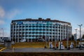 Reykjavik, Iceland. Round modern office building on Hofdabakki street. Royalty Free Stock Photo