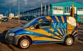 Reykjavik, Iceland - October 14, 2017: car on parking. Ice cream delivery car. Transport and transportation. Food