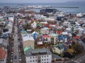 Reykjavik from above, Skolavordustigur street Royalty Free Stock Photo