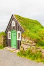 Old Icelandic lodge with a grass covered roof in abaer open air