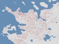 Reykjavik map. Detailed map of Reykjavik city administrative area. Cityscape urban panorama Royalty Free Stock Photo