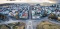 Reykjavik - May 01, 2018: Panoramic view of Reykjavik from the Hallgrimskirkja church, Iceland