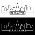 Reykjavik skyline. Linear style. Royalty Free Stock Photo