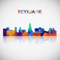 Reykjavik skyline silhouette in colorful geometric style. Royalty Free Stock Photo