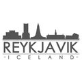 Reykjavik Skyline Silhouette Design City Vector Art Famous Buildings.