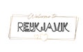 Reykjavik Welcome to text Neon lettering typography. Word for logotype, badge, icon, postcard, logo, banner Vector Illustration