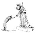 Reynard the Fox: Proffering to the King vintage illustration