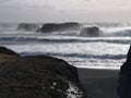 Reynifsjara black sand beach, Iceland. Brown basaltic columns Royalty Free Stock Photo