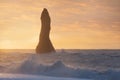 Reynisdrangar rock formations at Cape Dyrholaey, village of Vik i Myrdal. Amazing Iceland nature seascape popular attraction