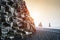 Reynisdrangar rock formations on Reynisfjara Beach in Iceland Royalty Free Stock Photo