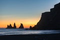 Reynisdrangar View of Seastacks in Vik, Icleand the most famous black sand beach