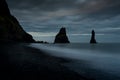 Reynisdrangur sea stacks off Black Sand Beach, Reynisfjara, Iceland Royalty Free Stock Photo