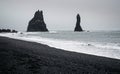 Reynisfjara aka black sand beach is a world-famous tropical beach found on the South Coast of Iceland. Royalty Free Stock Photo