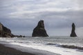Reynisfjara black sand beach and Reynisdrangar rock formation - Iceland Royalty Free Stock Photo