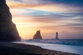 Reynisfjara black sand beach and Reynisdrangar rock formation - Iceland Royalty Free Stock Photo