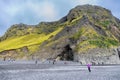 Reynisfjara Black Sand Beach Vik comes with scenic basalt columns and cliffs and is popular tourist destination in