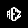 REZ letter logo design with polygon shape. REZ polygon and cube shape logo design. REZ hexagon vector logo template white and Royalty Free Stock Photo