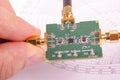 RF engineer inspect microwave mixer PCB