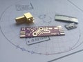 RF PCB filters and impedance matching Smith chart Royalty Free Stock Photo