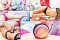 Rf skin tightening, belly. Hardware cosmetology. Body care. Non surgical body sculpting. Ultrasound cavitation body contouring tre Royalty Free Stock Photo