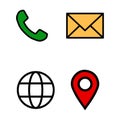 Contact vector icons set isolated on white background for using user interface UI design of mobile applications and websites. It Royalty Free Stock Photo