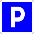 Vector image of color road traffic information sign. Illustration of traffic parking lot symbol.