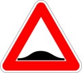 Vector image of a warning sign for drivers - bump on the road.