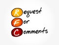 RFC- Request for Comments acronym, concept background Royalty Free Stock Photo