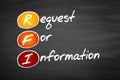 RFI - Request For Information, acronym business concept on blackboard