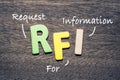 RFI Wood Letters Acronym Royalty Free Stock Photo