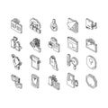 Rfid Chip Technology Collection isometric icons set vector