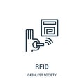 rfid icon vector from cashless society collection. Thin line rfid outline icon vector illustration