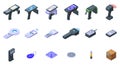 Rfid icons set isometric vector. Retail store