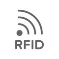 RFID word and radio frequency identification line icon.