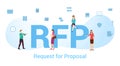 Rfp request for proposal concept with big word or text and team people with modern flat style - vector