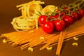 Rganic spaghetti , pasta tagliatelle , cerry tomatoes