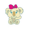 Female Koala wearing a bandana sitting relaxed logo design simple modern, Fantastic vector template. Royalty Free Stock Photo