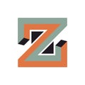 initial letter z in square Isometric style. Royalty Free Stock Photo