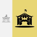 charming circus tent logo, logo vector design template best. Line art style and silhouette stylish.