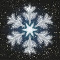 Winter frosted snowflake gift card, vector