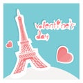 Eiffel tower card more hearts for the day of san va Royalty Free Stock Photo