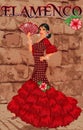 Elegant spanish flamenco girl, invitation card