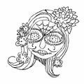 Day of the dead, sugar skull. Children`s sketch, prints on T-shirts,