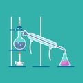 Simple distillation model in chemistry laboratory vector Royalty Free Stock Photo