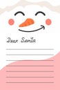 Christmas card letter to send message to Santa Claus Snowman Royalty Free Stock Photo