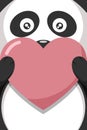 Beautiful dedication card for Valentine of panda with a heart Royalty Free Stock Photo